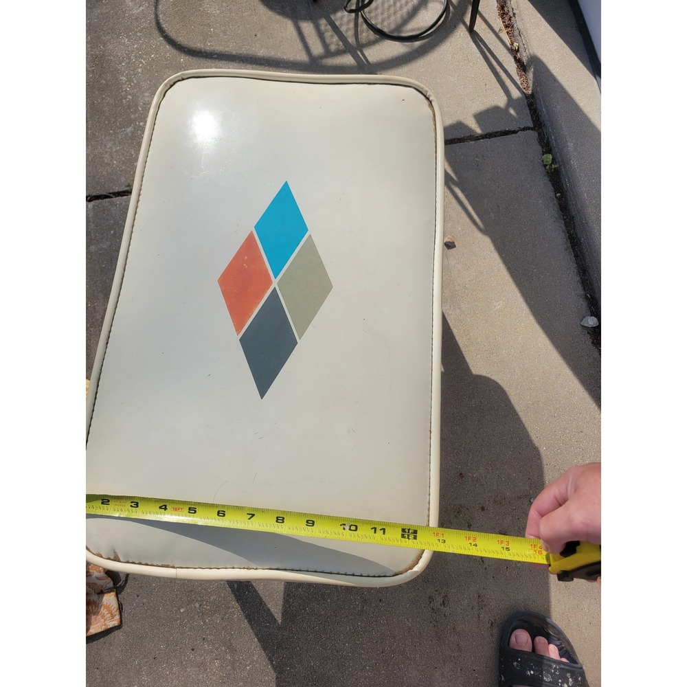 Vtg Babcock Phillips Modern Atomic Harlequin Diamond Vinyl Ottoman Footstool MCM - Picture 10 of 11